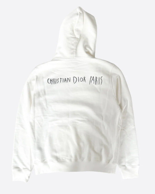 Dior Raymond Pettibon White Embroidered Logo Hoodie