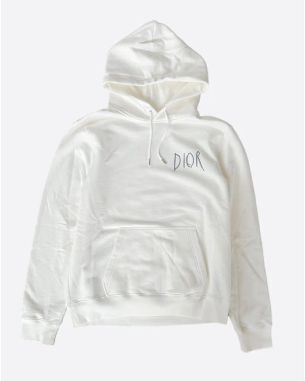 Dior Raymond Pettibon White Embroidered Logo Hoodie