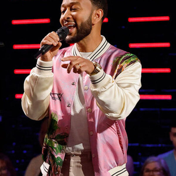 John Legend The Voice S25 Pink Bomber Jacket