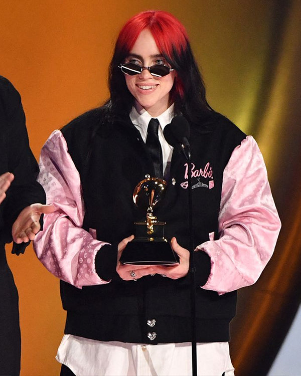 Billie Eilish the 2024 Grammy Awards Barbie Varsity Jacket